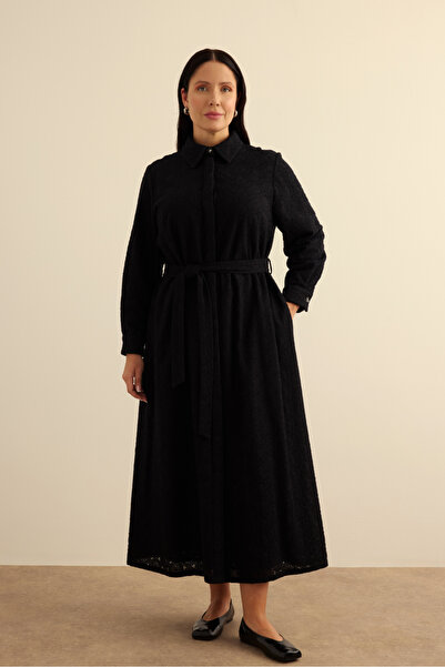 Aker Vual Astarlı Cotton Brode Elbise