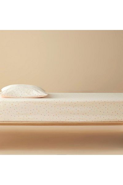 English Home Mini Dots Cotton Baby Fitted Sheet Powder
