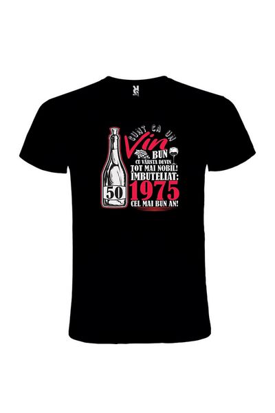 CRD PRINT Personalized Unisex T-Shirt 'Like Fine Wine, 50 Years', Black, Size S