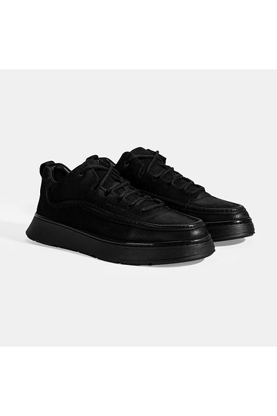 Desa Men's Black Lace-Up Nubuck Leather Casual Shoes