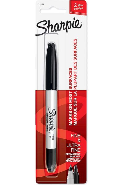 Sharpie Twin Tip Fine Point and Ultra Fine Point Permanent Markers, 1 Black Marker