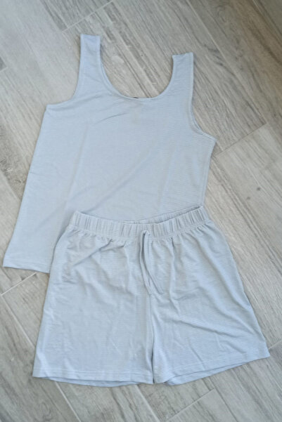 Woox Butico طقم بيجامة نسائية من القطن الممشط مع شورت بحزام سميك