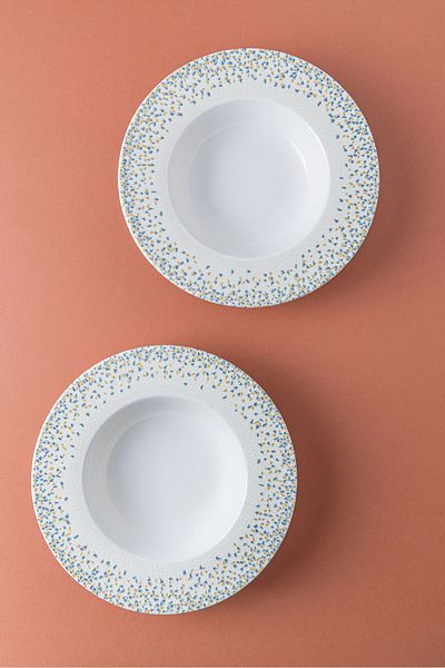 RUBİ PORSELEN Tessera Gastro Porcelain Self Patterned Pit Pasta Plate – Set of 2