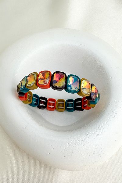 Modex Special Series Colorful Light up Rotating Stone Row Rubber Bracelet