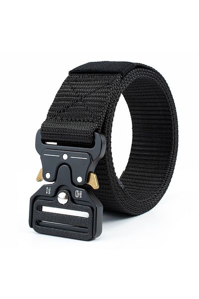 General Store Military-style belt, black, adjustable - very durable, 125cm, quick-release buckle from special allo