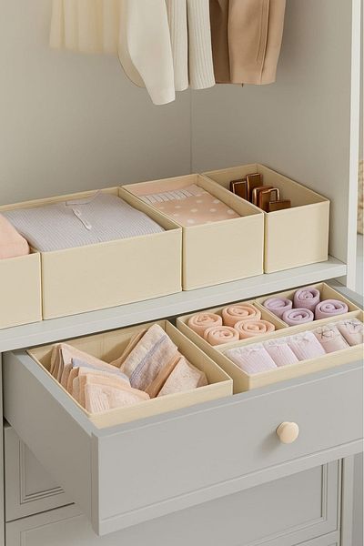 Ekici home textile 6-Pack Cream - Drawer Cabinet Organizer Box