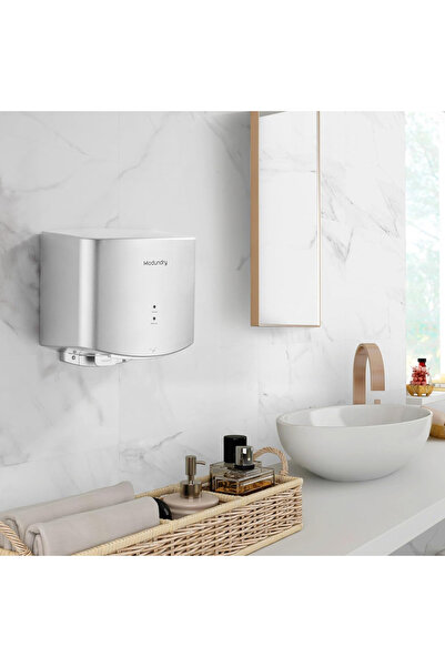 modundry Uscător de mâini electric, cu senzor infraroșu automat, montare pe perete, 1200W, aer cald/rece, ABS, argintiu