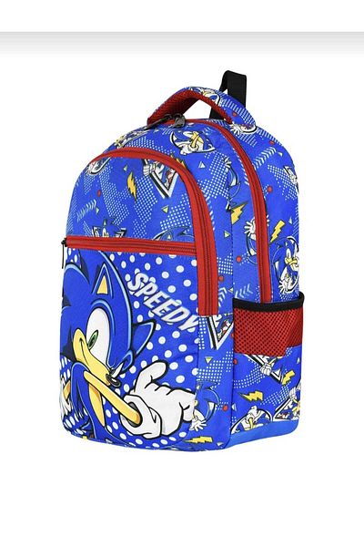 JaspEAdo Sonic Primary School Orthopedic Waterproof Water Bottle 3 Compartment Primary School Boys Backpack
