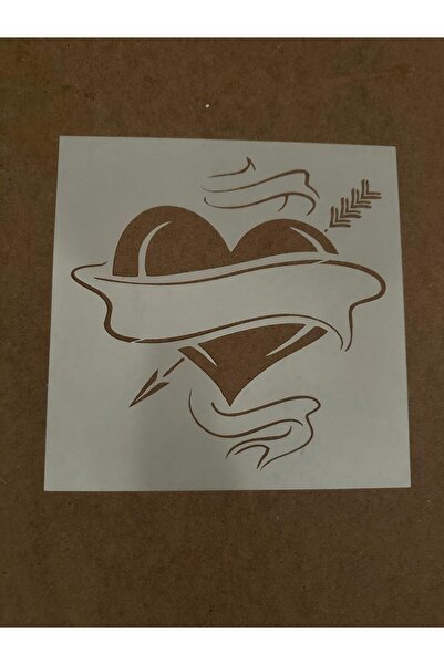 Kalp ve Ok Tasarımlı Stencil Şablon – 20x20 cm