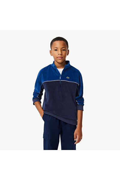 Lacoste Erkek Çocuk Renk Bloklu Lacivert Sweatshirt