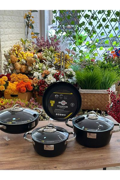 FARALYAHOME Saflon Titanium 7 Piece Cookware Set 4mm