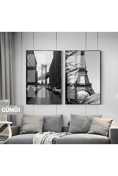 Harikabirev HARİKABİREV | COMBINAT MODERN NEGRU ȘI ALB PODUL NY-EIFFEL | TABL...