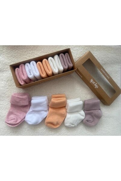 RAPAPA Baby Girl Newborn Boxed 5-Piece Socks 1309B