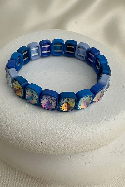 Modex Special Series Colorful Light up Rotating Stone Row Rubber Bracelet