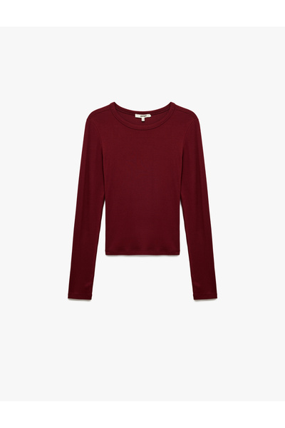 Koton Slim Fit Long Sleeve Crew Neck Viscose T-Shirt