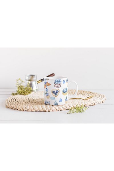 EYBaskı Tasarım Mixed Color Modern Patterned Porcelain Mug – Summer Atmosphere Design