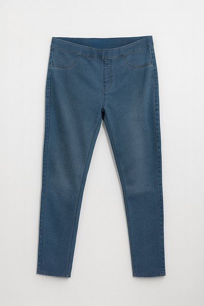 Bluewhite Women's High Waist Elastic Waist Blue Leggings Jean Pants