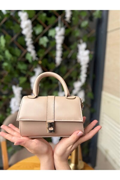 bahwar Cream Hanger Bag with Fake Leather Clips