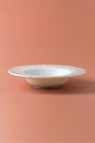 RUBİ PORSELEN Tessera Gastro Porcelain Self Patterned Pit Pasta Plate – Set of 2