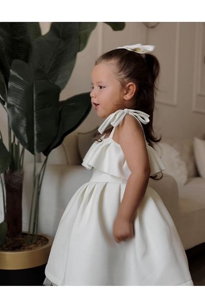 Tinypeople Girl's Ruffles White Evening Dress Dress Fluffy Children's Party Dress