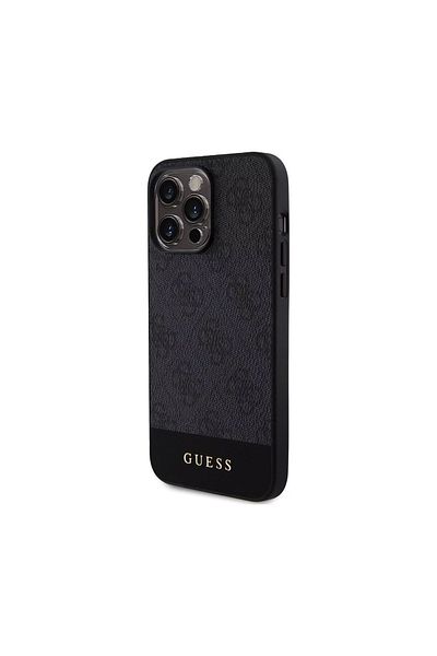 Ajeep Black leather iPhone 15 Pro case - French design, shockproof with original logo