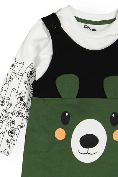 Divonette Baby Boy Cute Animal Patterned Jumpsuit Badi Set of 2 - Baby Clothing