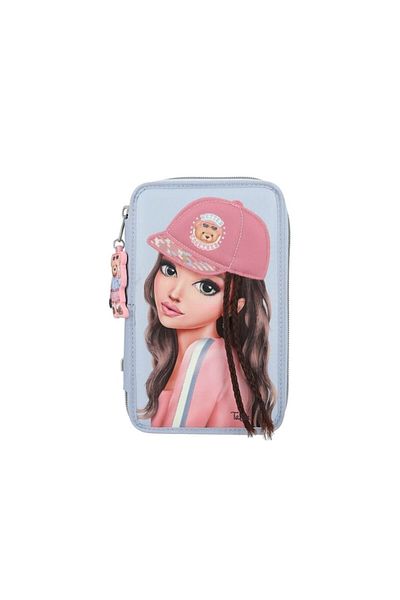 Top Model Triple Pencil Case Equipped, Teddy, 3D Effect, Pink/Blue, 6 years+