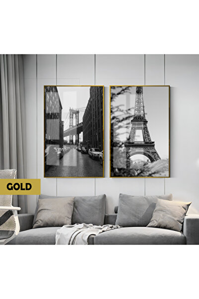 Harikabirev HARİKABİREV | COMBINAT MODERN NEGRU ȘI ALB PODUL NY-EIFFEL | TABL...