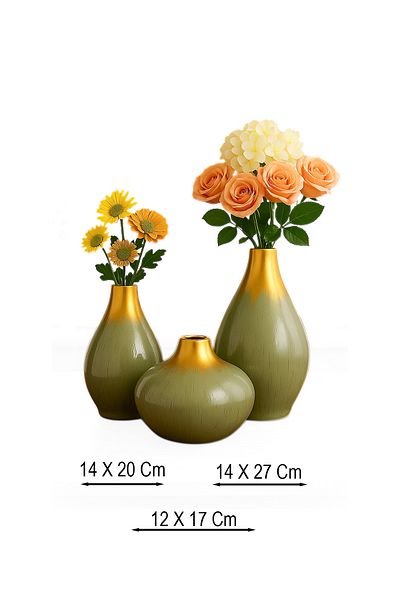 Hmydesign Olvessa Handmade Decorative Ceramic Set of 3 Vase