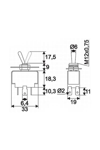 Mercaton 2-circuit rocker switches 10A-250V ON-ON