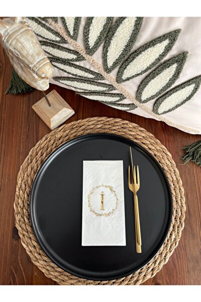 kidspartim منديل نادل على شكل حرف I مع إكليل أبيض مذهّب 16 قطعة