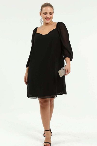 Zer Otantik Princess Sleeve Plus Size Chiffon Dress Kl8043