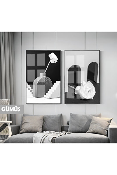 Harikabirev HARİKABİREV | SET NEGRU&ALB ROSE BOHEM COMBINATION IN VASE | TABL...