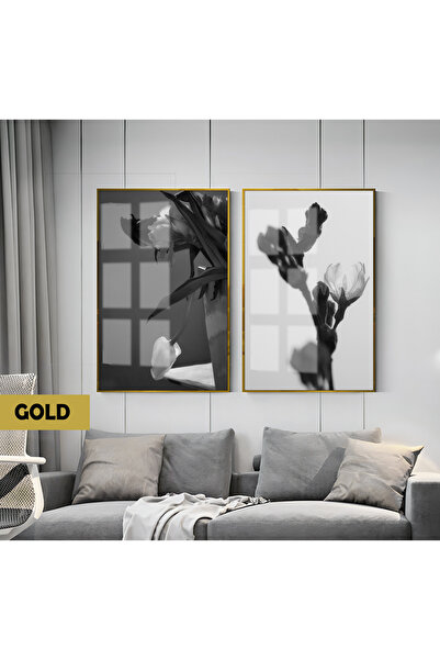 Harikabirev HARİKABİREV | SET NEGRU&ALB COMBINAT MODERN MACRO FLORE | TABLO D...