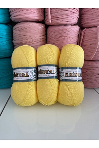 Ören Bayan Crystal Hand Knitting Yarn 028- 3-Piece Yellow Fine Fiber Yarn
