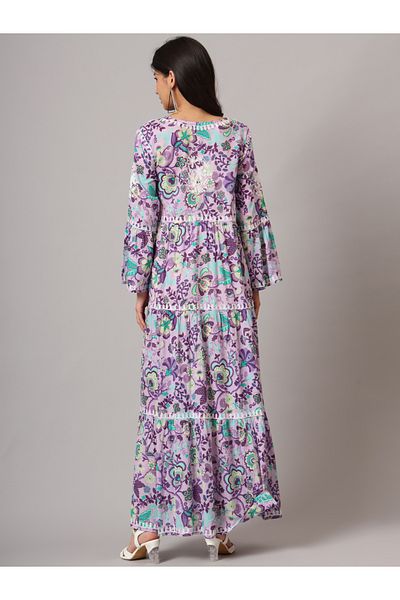 alaya Hand Embroidered Chikankari A-Line Gathering Pattern Mulmul Cotton Jalabiya-AL3673