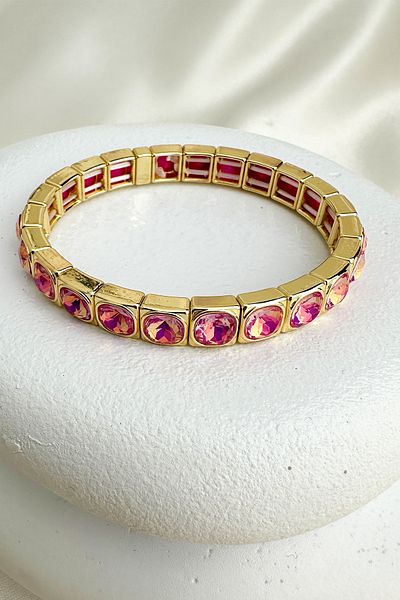 Modex Gold Color Special Series Round Stone Row Rubber Bracelet