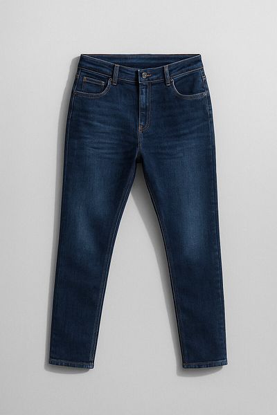 Bluewhite Women's High Waist Skinny Fit Dark Blue Jean Pants