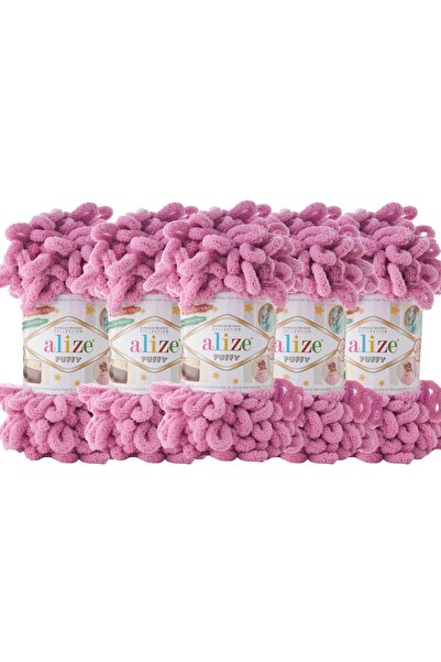 Alize Puffy 5 Pack Hand Knitting Yarn - No Needles - 100g X 5 Pieces - Color No: 98 - Rose
