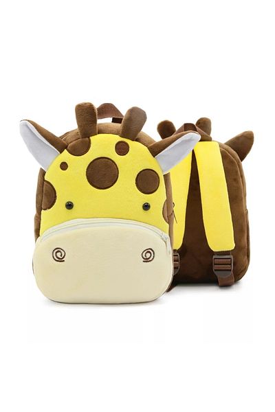 OEM Personalized kindergarten backpack, Giraffe model, made of plush 27 x 24 cm