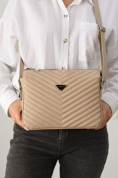 H&D COLLECTİON Quilted 3 Compartment Lined Long Strap Very Useful Crossbody and Shoulder Bag 1403