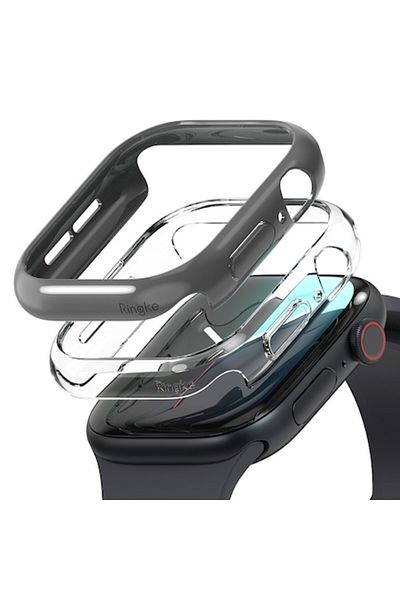 Tim Protective Case for Apple Watch 10 42mm (2 set), G56, Hard Plastic, Crystal Clear/Dark Gray