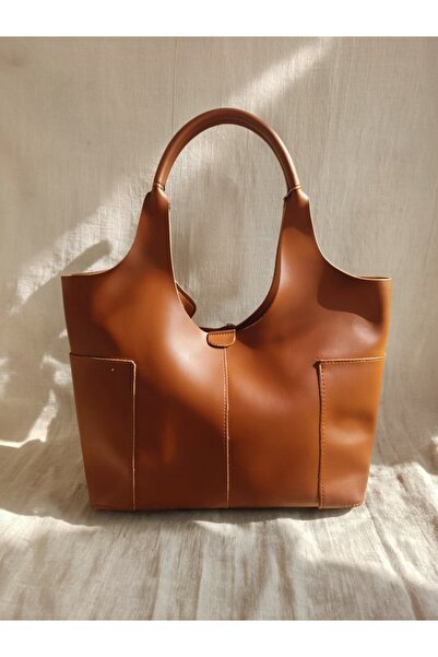 KIZILELMADA Women's Leather Look Brown Shoulder Bag 246