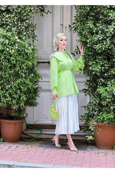 BUTİK SEPETİN Wide Collar Linen Shirt
