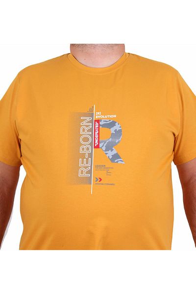 Starbattal Men's Oversized Crew Neck T-Shirt Re-Born 25185 Mustard
