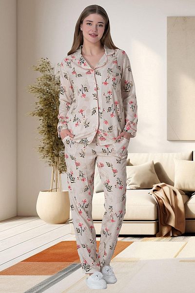 Mavelle Women's Powder Floral Plus Size Pajamas Set 6023