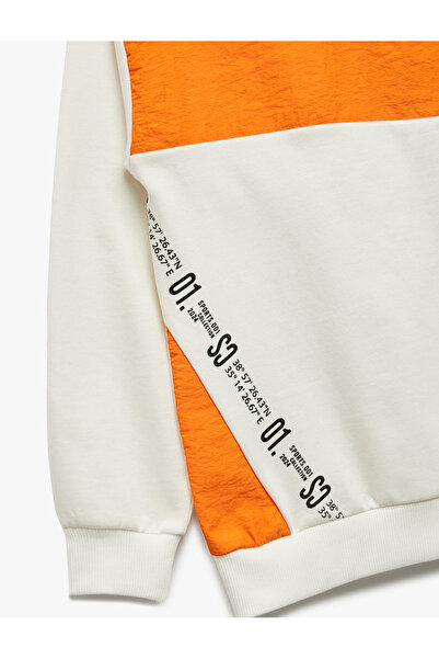 Koton Şardonlu Renk Bloklu Uzun Kollu Kapşonlu Oversize Sweatshirt