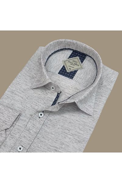 GÖMLEK GALERİSİ Slim Fit Slim Fit Plain Long Sleeve Dobby Men's Shirt