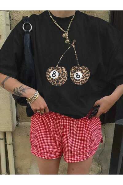 beyz wear تي شيرت بطبعة كرز الفهد