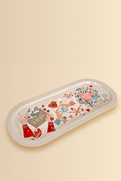 Sarkap Home 2'li Love For You Oval Sunumluk Metal Tepsi
